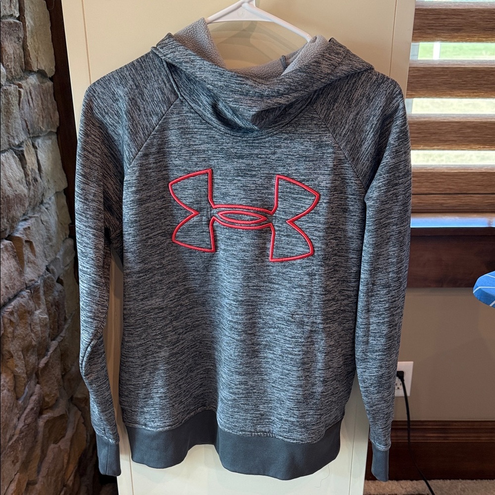 Under Armour Charcoal Hoodie with Red Emblem